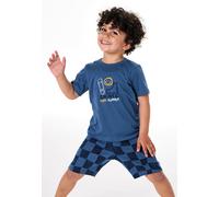 Schlafanzug kurz Skate Karos atlantikblau - Kids Nightwear 116