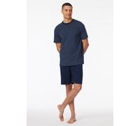 SCHIESSER Herren Schlafanzug, kurz - Casual Essentials, Rundhals, Baumwolle Dunkelblau 3XL