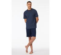 SCHIESSER Herren Schlafanzug, kurz - Casual Essentials, Rundhals, Baumwolle Dunkelblau 4XL