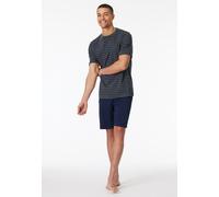 Schiesser Herren Schlafanzug kurz Casual Essentials Rundhals Baumwolle Anthrazit XL