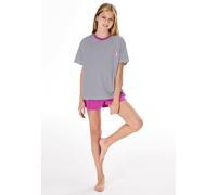 Schiesser Mädchen Schlafanzug kurz Teens Nightwear Streifen Zitrus fuchsia Bio-Baumwolle Größe 164