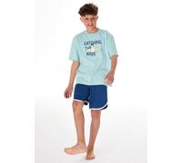 Schlafanzug SCHIESSER "Pyjama", Jungen, Gr. 176, bunt (blau, türkis), Obermaterial: 100% Baumwolle CO., Homewear-Sets Schlafanzug (87392335-176) blau, türkis