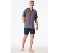 Schlafanzug kurz V-Ausschnitt Brusttasche rot gemustert - Comfort Nightwear 54