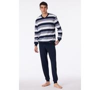 SCHIESSER Herren Pyjama weiß / dunkelblau / grau, Größe 48, 3696282 Weiß / Dunkelblau / Grau M
