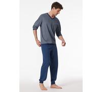 Schlafanzug lang Bündchen blau gemustert - Comfort Essentials 54
