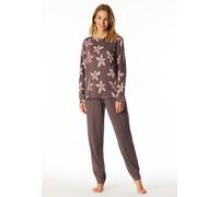 Schlafanzug lang Bündchen Blumen mauve - Comfort Nightwear 46