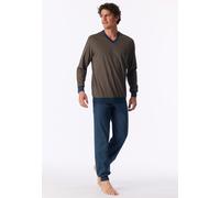 Schlafanzug lang Bündchen deep blue gemustert - Comfort Nightwear 26