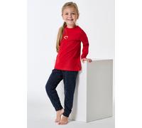 Schlafanzug lang Bündchen Herz rot - Family 104