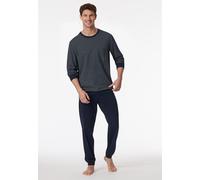 SCHIESSER Herren Schlafanzug, lang - Comfort Essentials, Baumwolle, Rundhals Dunkelblau 3XL