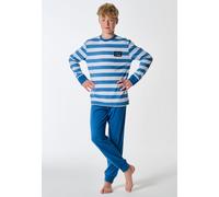 Schlafanzug lang Bündchen Ringel blau - Teens Nightwear 164