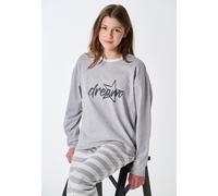 Schlafanzug lang Bündchen Ringel grau-meliert - Teens Nightwear 140