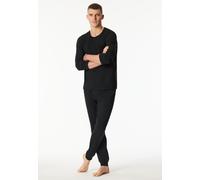 Schiesser Schlafanzug lang Nightwear Set mit Bündchen schwarz Gr. 56