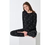 Schlafanzug lang Bündchen Sterne schwarz - Teens Nightwear 140