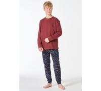 Schlafanzug lang Bündchen Weltall burgund - Family 176