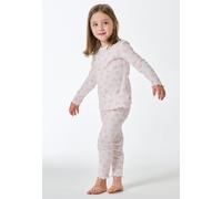 Schlafanzug lang Doppelripp Herzchen off-white - Kids Nightwear 92