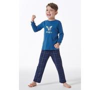 Schlafanzug lang Drachen Karos blau - Boys World 92
