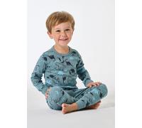 Schlafanzug lang Feinripp Bündchen Dinos mineral - Kids Nightwear 104