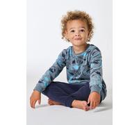 Schlafanzug lang Frottee Bündchen Dinos mineral - Kids Nightwear 92