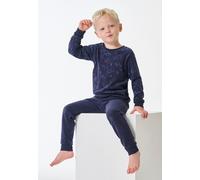 Schlafanzug lang Frottee Bündchen Eisbären dunkelblau - Kids Nightwear 98