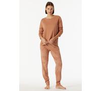 Schlafanzug lang Interlock Bündchen Ginkgo rost - Modern Nightwear 36