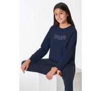 Schlafanzug lang Interlock dunkelblau - Teens Nightwear 152