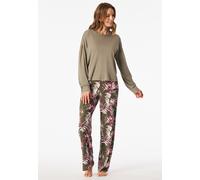 Schlafanzug lang Interlock Palmen jade - Modern Nightwear 48