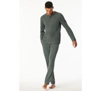 Schiesser Relaxed Fit Pyjama mit Knopfleiste in Lind, Größe 56