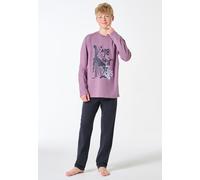 Schiesser Jungen-Pyjama lang 100% Bio-Baumwolle Lila Größe 152