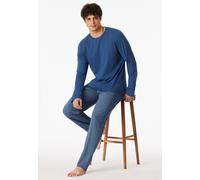 Schiesser Schlafanzug lang Casual Essentials Herren Navy 100% Baumwolle Größe 48