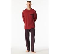 Schlafanzug lang Organic Cotton Streifen dunkelrot - Comfort Nightwear 26