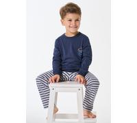 Schlafanzug lang Ringel dunkelblau - Kids Nightwear 104