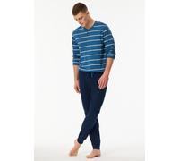 Schiesser Herren Schlafanzug lang mit Knopfleiste dunkelblau Gr. 56