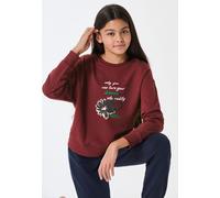 Schlafanzug lang Sweatware Bündchen burgund - Teens Nightwear 152
