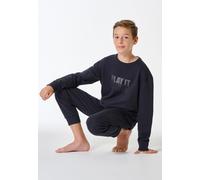 Schlafanzug lang Sweatware Bündchen navy - Teens Nightwear 140