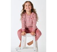 Schlafanzug lang Velour Bündchen Ringel Herz altrosa - Kids Nightwear 92