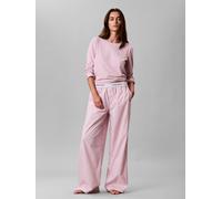 Schlafanzug "LS PANT SET", Damen, Gr. S (36), rosa (hawaii orchid), Web, Obermaterial: 100% Baumwolle, CALVIN KLEIN UNDERWEAR, normal lang, Rundhals, eingesetzt abgesteppte Kante, Homewear-Sets Schlaf
