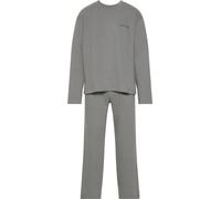 Schlafanzug "LS TEE PANT SET", Herren, Gr. M (50), grau, Jersey, Obermaterial: 100% Baumwolle, CALVIN KLEIN UNDERWEAR, unifarben, körpernah lang, Rundhals, eingesetzt gerader Abschluss, Homewear-Sets