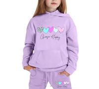 Schlafanzug Mädchen Jungen 2-teilige Mädchen Langarmshirt Gestreift mit Thermohose Langarm Kapuzenpullover und Jogginghose Langarm Pyjama Set Jogging Freizeitanzug