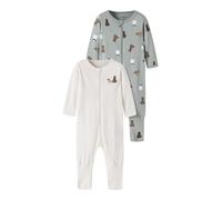 Schlafanzug NAME IT "NBMNIGHTSUIT 2P ZIP FF DOG NOOS", Jungen, Gr. 104, grün milieu pack:w, jet stream, Jersey, Obermaterial: 100% Baumwolle, bedruckt, lang, Rundhals, Homewear-Sets Schlafanzug, aus B