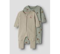 Schlafanzug NAME IT "NBMNIGHTSUIT 2P ZIP FF FOX NOOS", Jungen, Gr. 104, beige (shadow), Interlock, Obermaterial: 100% Baumwolle, bedruckt, unifarben, Rundhals, Homewear-Sets Schlafanzug, zweiteiliges