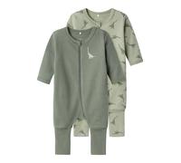 Schlafanzug NAME IT "NBMNIGHTSUIT 2P ZIP FF GREEN DINO", Jungen, Gr. 50, agave grün pack:with seagrass dino aop, Jersey, Obermaterial: 100% Baumwolle, bedruckt, normal, Rundhals, Homewear-Sets Schlafa