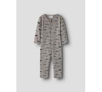 Schlafanzug NAME IT "NBMWANG WOOL RIB NIGHTSUIT AOP NOOS", Jungen, Gr. 62, satellite aop:highway, Strick, Obermaterial: 100% Wolle, bedruckt, lang, Rundhals, gerader Abschluss, Homewear-Sets Schlafanz