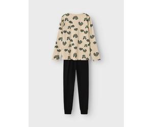 Schlafanzug NAME IT "NKMNIGHTSET PEYOTE MONSTER TRUCK NOOS", Jungen, Gr. 98 (104), beige (peyote), Jersey, Obermaterial: 95% Baumwolle, 5% Elasthan, bedruckt, unifarben, relaxed fit normal, Rundhals,