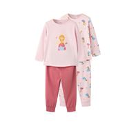 Schlafanzug NAME IT "NMFNIGHTSET 2P PRINCESS NOOS", Mädchen, Gr. 122/128, parfait pink pack:w, aop, chest print, Jersey, Obermaterial: 95% Baumwolle, 5% Elasthan, bedruckt, lang, Rundhals, Homewear-Se