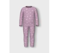 Schlafanzug NAME IT "NMFNIGHTSET PINK BUTTERFLY RIB NOOS", Mädchen, Gr. 86 (92), rosa (pink lavender), Jersey, Obermaterial: 95% Baumwolle, 5% Elasthan, bedruckt, regular fit normal, Rundhals, normale