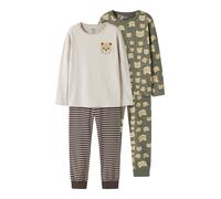 Name It – Langarm-Pyjama Nightset – 2 Einheiten – Dusty Olive / Bear AOP und YD – 7–8 Jahre