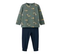 Schlafanzug NAME IT "NMMNIGHTSET EXCAVATOR NOOS", Jungen, Gr. 86/92, urban chic pack:w, schwarz sapphire pant, Jersey, Obermaterial: 95% Baumwolle, 5% Elasthan, bedruckt, lang, Rundhals, Homewear-Sets
