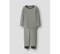 Schlafanzug NAME IT "NMNNIGHTSET STRIPE RIB NOOS", Jungen, Gr. 86/92, delicioso, Feinripp, Obermaterial: 95% Baumwolle, 5% Elasthan, geringelt, gestreift, Basic lang, Rundhals, Homewear-Sets Schlafanz