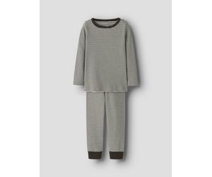 Schlafanzug NAME IT "NMNNIGHTSET STRIPE RIB NOOS", Kinder, Gr. 86/92, delicioso, Feinripp, Obermaterial: 95% Baumwolle, 5% Elasthan, geringelt, gestreift, Basic lang, Rundhals, Homewear-Sets Schlafanz