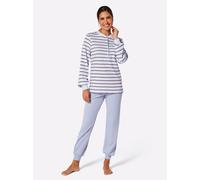 Schlafanzug RINGELLA, Damen, Gr. 48/50, blau (hellblau, geringelt), 100% Baumwolle, Homewear-Sets Schlafanzug (110002-48) hellblau, geringelt